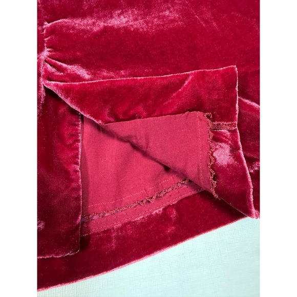 Anthropologie Montie Velvet Ruched Skirt in Red Wine Cranberry Size 8 - Picture 8 of 12